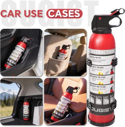 Small Fire Extinguisher for Home & Car – (2-Pack, 1.32lb Each) Portable Dry Chemical Fire Extinguishing Spray | For Kitchen Grease, Electrical, Vehicle & Garage Fires, Easy to Use - Image 3