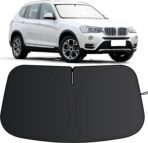Windshield Sun Shade for BMW X3 2011-2017, Foldable Sun Visor Protector with Storage Bag, 2-Layers Car Sunshade Front Window Shade UV Protection