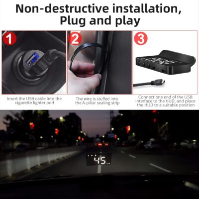 Windshield Heads Up Display for Car MAIMEIMI Digital Speedometer for Car HUD GPS Speedometer MPH with Travel Direction, Overspeed Alarm & Fatigue Driving Alarm for All 5V Vehicles - Image 5