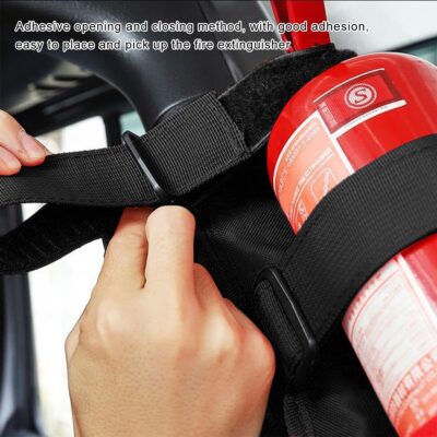 Fire Extinguisher Holder, Roll Bar Adjustable Extinguisher Strap Brackets with USA Flag Pattern, Secure Fire Extinguishers Mount Replacement for Wrangler CJ JK JKU TJ JL JLU (Black) - Image 6