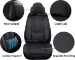 NS YOLO Universal Fit Full Coverage Leather Car Seat Covers for Cars,SUVs and Pick-up Trucks, Car Seat Protector,Automotive Seat Covers Full Set,Car Seat Cushion,Black Seat Cover for 5 Seats - Image 3