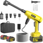 Cordless Pressure Washer,1400W Brushless Motor,1250 PSI Cordless Power Washer with 2pcs 4.0Ah Battery&Charger & 6-in-1 Nozzle,Portable Power Washer Cordless for Home,Cleaning and Garden Irrigation