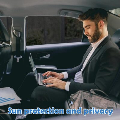 Nuanchu 4 Pack Car Window Shade Seat Sun Protection Cover Breathable Mesh Front Rear Universal Automotive Window Cover for Family Camping Privacy Blackout Front(23'', 22-43'') Rear(21'', 22-43'') - Image 4