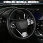 Leather Steering Wheel Cover, Anti-Slip, Safety, Soft, Breathable, Adaptable to 14.5-15 inches Steering Wheel Fit SUV Jeep Van Sedan, Car Steering Wheel Protector for Women Men,Classic Black - Image 3