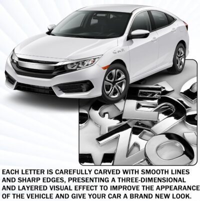 40PCS Custom Car Decal, 3D Chrome Letters Emblem, DIY Adhesive Number Symbol Badge, Vehicle Logo Stickers and Decals for Car Side Rear Trunk and Wall Decor Outdoor, Automotive Accessories - Image 4