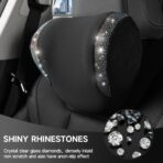 2 Pack Diamond Car Neck Pillow for Women, Memory Foam Neck Pillow for Chair for Lower Back Pain Relief, Car Headrest Pillow with Adjustable Strap, Comfort Softness Neck Support Pillow(Black) - Image 4