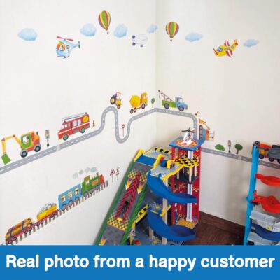 DECOWALL SG2-2107 Construction Transportation Wall Decals Car Truck Tractor Road Stickers for Kids Boys Living Room Decor Bedroom Playroom Nursery Peel and Stick Removable - Image 8