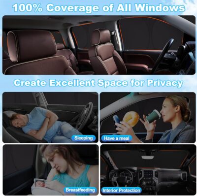 XCBYT 2019-2024 Silverado Window Shades Full Coverage Window Shades | 6-Layer Blackout Insulated Sun & UV Protection | Custom Fit Privacy Covers for Camping, Sleeping & Car Living (5 PCS) - Image 5