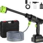 Cordless Pressure Washer 260W,Portable Electric Power Washer with 6-in-1 Nozzle,700PSI High-Pressure Handheld Washer for Car Floor Yard Patio Garden Fence,10×1200mAh Battery,17FT Hose (L)
