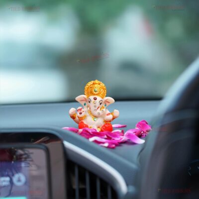 TIED RIBBONS Ganesh Idol 2.3 Inch, Resin | Ganesh Statue Sculpture for Car Dashboard, Home, Temple Decor | Indian God | Car Dashboard Accessories | Ganesha Decorations - Image 2