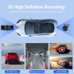 8.1" Portable Wireless Carplay Screen for Car, 2K Dash Cam & 1080P Backup Camera, Touchscreen Car Stereo with Apple Car Play/Android Auto, GPS, Bluetooth, Mirror Link, Voice Control for All Vehicles - Image 2