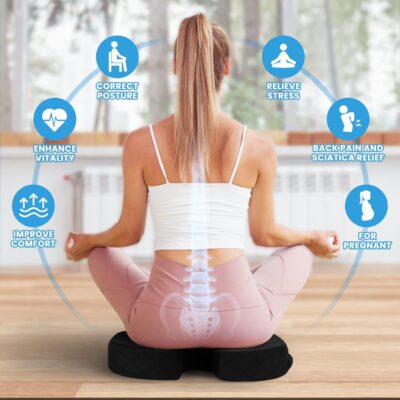 TushGuard Office/ Car Seat Cushion, Non-Slip Sciatica & Back Coccyx Tailbone Pain Relief Chair Pad, Memory Foam Butt Pillow for Computer Desk, Wheelchair, Driving (Black) - Image 4