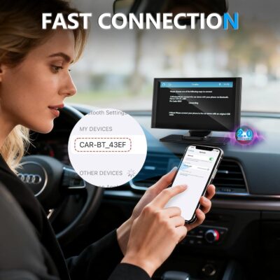 Wireless Carplay Screen – Clearance! Compatible with Apple Carplay and Android Auto, 7" HD Touch Screen Portable Car Stereo with 1080P Backup Camera, Bluetooth, Voice Control – Only $32.99 - Image 3