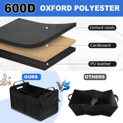 Car Trunk Organizer, 75L Large Capacity Waterproof Auto Storage with Non-Slip Bottom Strips, Collapsible Cargo Organizer for Suv, Truck, Sedan, Portable Car Accessories for Women Men(Black) - Image 3