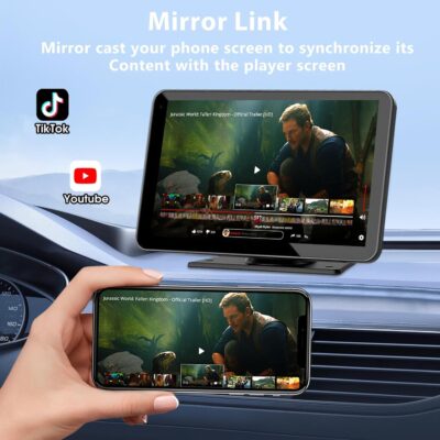 Carplay Screen for Car, 7" HD Wireless Portable Car Play Touchscreen Stereo with Android Auto Mirror Link/Backup Camera/GPS Navigation/Satellite Radio for All Vehicles - Image 5