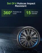 SCITOO 4pcs Wheel Rim Cover Hubcaps Set of 15-Inch Black & Silver can be Easily Installed on Car Truck SUV,Suitable for a Variety of Models,Beautiful and Rust-Proof. - Image 3