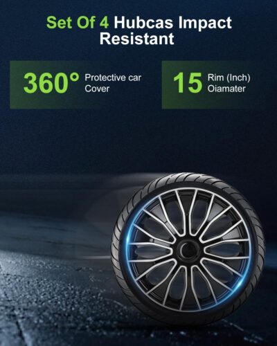 SCITOO 4pcs Wheel Rim Cover Hubcaps Set of 15-Inch Black & Silver can be Easily Installed on Car Truck SUV,Suitable for a Variety of Models,Beautiful and Rust-Proof. - Image 3