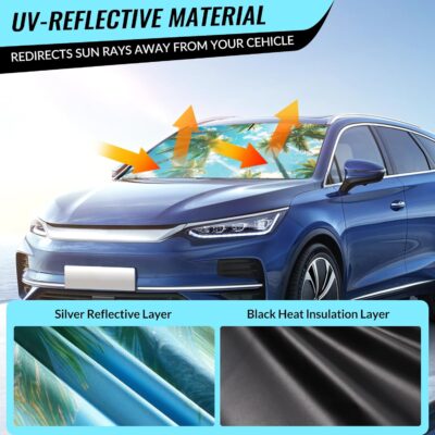 Windshield Sun Shade - Car Windshield Sun Shade for UV Protection Heat Reduction 2025 Sun Visor for Car Interior (55"x31.5") - Image 5