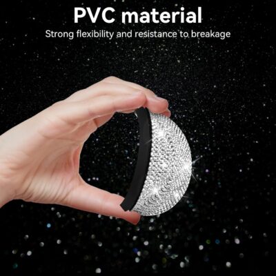 SINGARO Bling Cup Holder Coasters for Car, 2PCS Universal Non-Slip Cup Holder, Embedded Decorative Coasters, Shiny Crystal Car Interior Accessories Gifts for Women (White) - Image 3