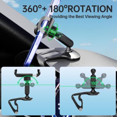 Phone Mount for Car Dashboard, 360 Degree Rotation Universal Cell Phone Holder for Car Clip Mount Stand Suitable for 4 to 7" Smartphones (Standard Black) - Image 3