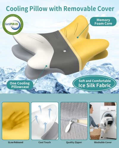 Cervical Neck Pillow for Pain Relief - Ergonomic Pillow Memory Foam Pillows for Sleeping, Cooling Orthopedic Neck Support Pillow, Contour Cervical Pillow Bed Pillow for Back Stomach Sleepers - Image 3
