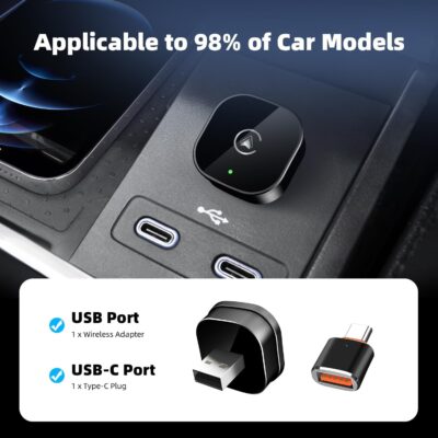 2026 New Wireless CarPlay Adapter for Apple iPhone ＆Android Auto 2 in 1, Mini USB CarPlay Dongle Wired to Wireless, Fast Connection, Compatible with iOS 10+ & Android 11+, Plug and Play (Black) - Image 7