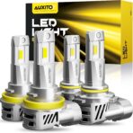 AUXITO 9005/HB3 H11/H9/H8 Fog Light, 62000LM 900% Brighter H8 H9 HB3 Bulbs Combo 5 Mins Install, Plug-N-Play, IP68 Waterproof, Pack of 4