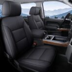 Coverado Chevy Silverado Seat Covers, Faux Leather Seat Covers Fit for Chevy Silverado GMC Sierra 2007-2025 1500, 2015-2025 2500HD 3500HD Crew Double Extended Cab (Front, Black)