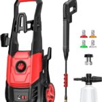 Electric Pressure Washer Power Washer with Foam Cannon & 4 Quick Connect Nozzles, Portable High Pressure Cleaning Machine for Cars Driveways Patios Outdoor Cleaning