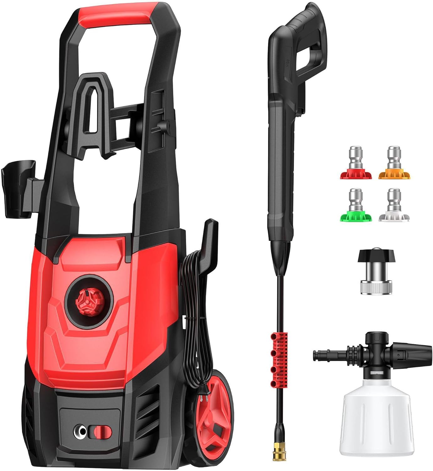 71eQiwyRr2L._AC_SL1500_.jpg Electric Pressure Washer Power Washer with Foam Cannon & 4 Quick Connect Nozzles, Portable High Pressure Cleaning Machine for Cars Driveways Patios Outdoor Cleaning - Image 1