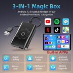 AI Box Wireless CarPlay & Auto Adapter - Plug & Play, Dual-Band WiFi, Bluetooth 5.4, 4K Video Support, Android 13.0 System, Compatible with Factory CarPlay & Android Auto （4GB RAM+32GB ROM） - Image 2