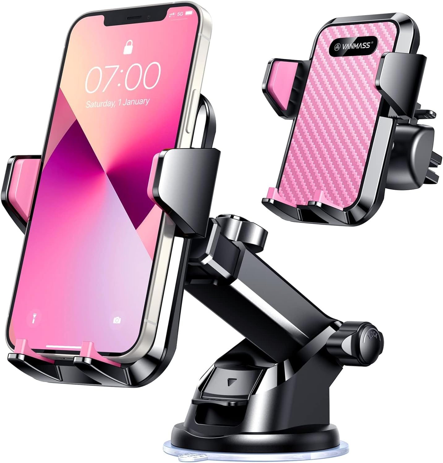 71eZePuaUQL._AC_SL1500_.jpg VANMASS【85+LBS Strongest Suction & Military-Grade Ultimate Car Phone Mount【Patent & Safety Certs】 Cell Phone Holder Truck for Dashboard Windshield Vent for iPhone 17 Pro Max 16 15 for Samsung, Pink - Image 1