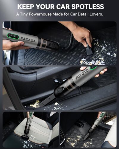 Car Vacuum, Handheld Vacuum Cordless with 21000Pa Powerful Suction & 3 Modes, 4-in-1 Portable Hand Held Mini Vacuum Cleaner Rechargeable, Ultra Light for Car Home Office (Silver) - Image 6