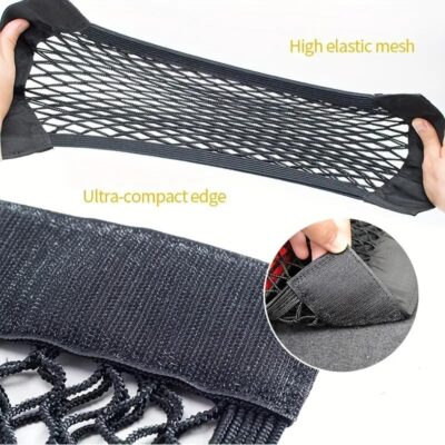 Car Back Seat Mesh Organizer Elastic Storage Net, Universal Trunk Pocket with Stretch Design for Travel and Sports Gear, Black, 30cm - Image 6