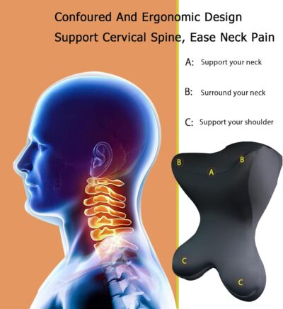 Car Headrest Pillow，Neck Support for Office Chair,100% Memory Foam Car Neck Pillow - Ergonomic Neck Support with Adjustable Double Strap, Breathable Comfort for Car, Gaming & Office Chairs - Image 4