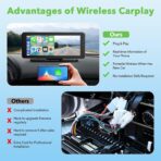 6.86" Wireless CarPlay Screen for Apple Carplay and Android Auto, Dual Dash Cam 2.5K Front 1080P Rear Recording, Voice Control, GPS Navigation, Mirror Link, Bluetooth, FM, AUX, Fits Most Cars - Image 8
