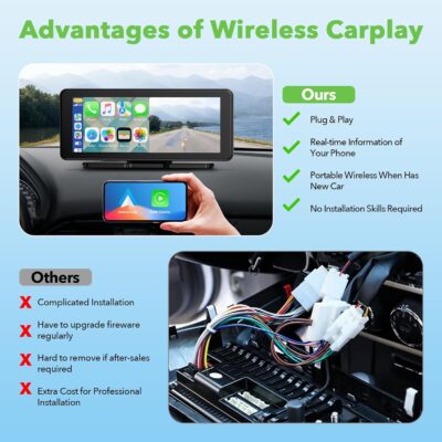 6.86" Wireless CarPlay Screen for Apple Carplay and Android Auto, Dual Dash Cam 2.5K Front 1080P Rear Recording, Voice Control, GPS Navigation, Mirror Link, Bluetooth, FM, AUX, Fits Most Cars - Image 8
