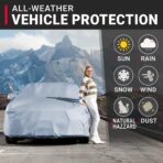 iCarCover 18-Layer Car Cover Waterproof All Weather, Premium Quality Car Covers for Automobiles, UV Protection, GR Supra, LXS SC, Cayman, 718, 911, 350Z, Fits 164-173 Inches - Image 2