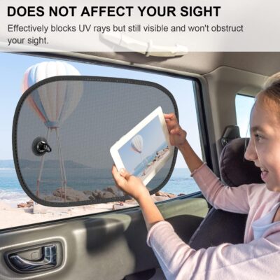 Car Sun Shade, 2 Pack Window Shade for Baby Universal Cling Sunshade for Side Window Sun Glare and UV Protection for Kids/Adults/Pets - 20''x12'' Fits 98% Cars(Suction Cup Stick) - Image 4