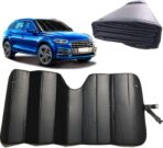 Car Windshield Sunshade, Sun Protector,Foldable Front Window Shade-Thicken 5-Layer Bubble for Auto Windshield UV Protection and Heat Reflector 58"x 27.5" (Black)