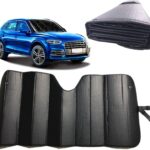 Car Windshield Sunshade, Sun Protector,Foldable Front Window Shade-Thicken 5-Layer Bubble for Auto Windshield UV Protection and Heat Reflector 58"x 27.5" (Black)