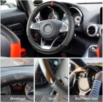 Car Steering Wheel Cover, 15 inch Anti-Slip Steering Wheel Protector, Carbon Fiber & Microfiber PU Leather Steering Wheel Cover for Women and Men, Universal Fit for Most Vehicles (Black) - Image 2