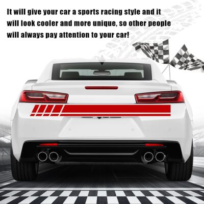 6PCS Car Hood Stripe Sticker, Vinyl Auto Body Side Rearview Mirror Decal, Sports Racing Stripe Graphic Decal Stickers, Universal Vehicle Exterior DIY Decoration Accessories (Red) - Image 5