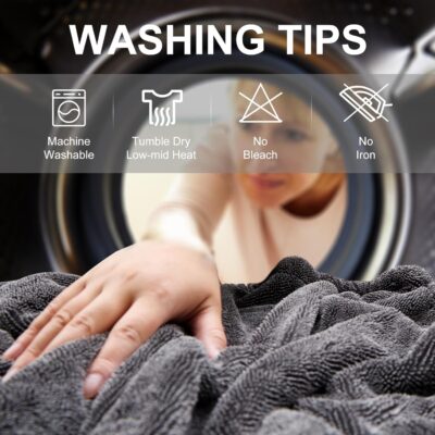 2 Pack XL Car Drying Towel – 1300GSM Ultra Absorbent Microfiber, 24"x36" Large Size, Twisted Loop, Lint-Free & Streak-Free for Auto Detailing, Car, SUV, Truck (Gray-Gray) - Image 8