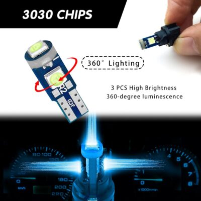 74 Led Bulb Dash Lights Super Bright, T5 37 74 LED Bulb with Twist Lock Socket PC74 PC37, Dashboard Lights, Instrument Cluster Bulbs Kits,Pack of 20 (Ice Blue) - Image 6
