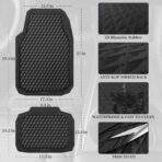 CAR PASS Black Rubber Car Mats, All-Weather Floor Mats Full Set Durable Anti-Slip 3D Rhombus Waterproof Automotive Pad Trim to Fit Liner Universal Fit for Sedan SUV Truck Van, 4 Pcs All Black Rubber - Image 5