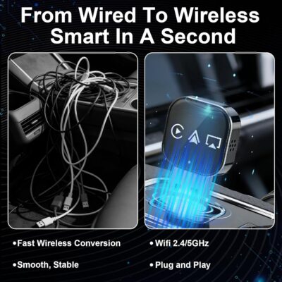 2026 Upgrade 3 in 1 Screen Mirror Adapter - Mirror Phone to Car Screen, CarPlay for iPhone/Android, Auto Connect Dual 2.4/5GHz WiFi & 5.0 (1PCS) - Image 2