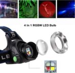 Multicolor Headlamp Flashlight 1000 Lumen Waterproof Zoomable Led Headlight with White Red Green Blue Light - Image 3