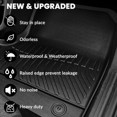 Auxko All Weather Floor Mats Fit for Nissan Pathfinder 2022-2025 2026(8 Seat) / Infiniti QX60 (7 Seat) TPE Rubber Liners Set All Season Guard Odorless Anti-Slip Floor Mats - Image 6