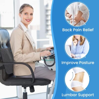 Lumbar Support Pillow for Office Chair Back Support Lumbar Pillow for Car, Gaming, Office Chair - Improve Sitting Posture & Back Pain Relief, Memory Foam, Adjustable Straps, Grey - Image 4